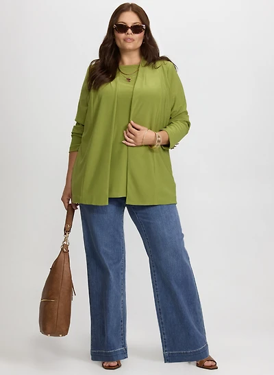 Open Front Jacket & Chain Link Trim Jeans