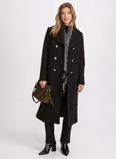 Double-Breasted Wool-Blend Coat