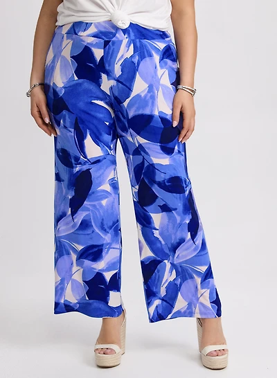 Olivia Leaf Print Wide-Leg Pants