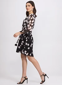 Cascading Leaf Print Dress