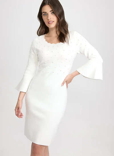 Robe-pull ornée de perles