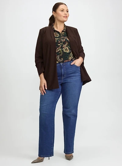 Open Front Jacket & Straight-Leg Jeans