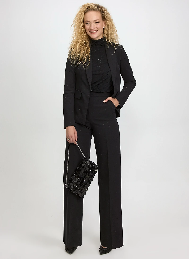 Tonal Stud Embellished Blazer & Olivia Rhinestone Pants