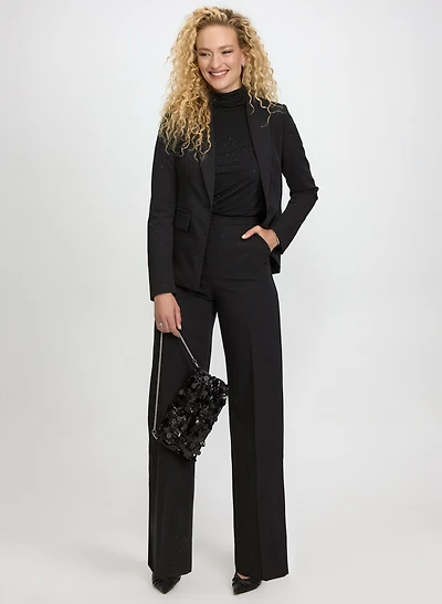Tonal Stud Embellished Blazer & Olivia Rhinestone Pants