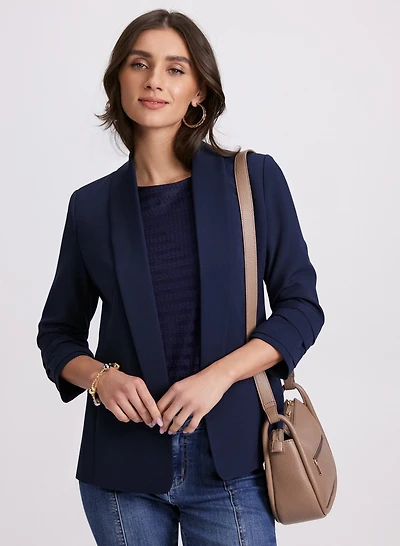 Open Twill Collarless Jacket
