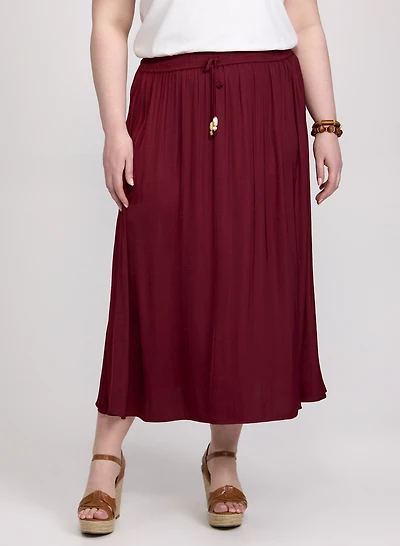 Crinkle Pull-On Maxi Skirt
