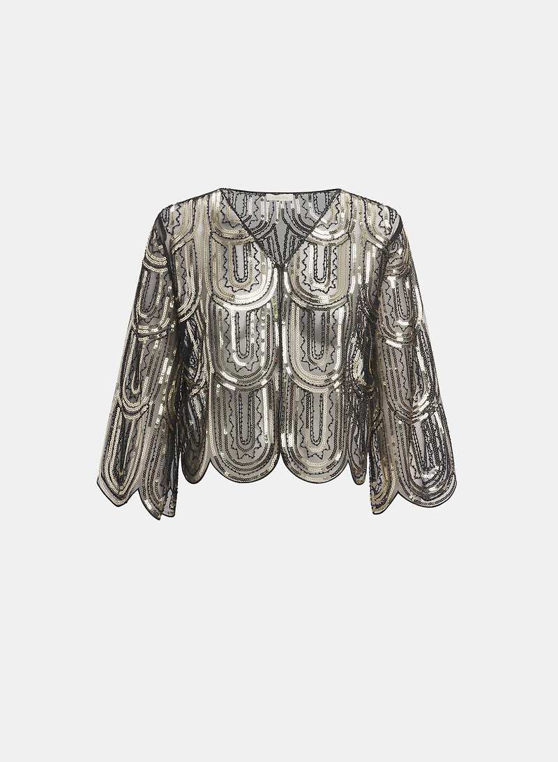Sequined Mesh Bolero