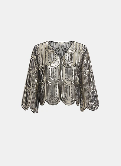 Sequined Mesh Bolero