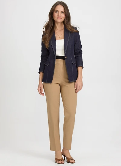 Blazer en denim et pantalon à jambe étroite