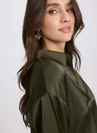 Satin Polo-Neck Blouse