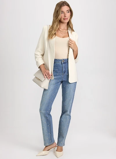 Blazer en twill et jean clouté