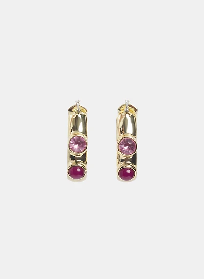 Stone Hoop Earrings