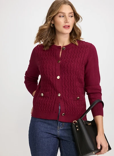 Short Cable Knit Cardigan