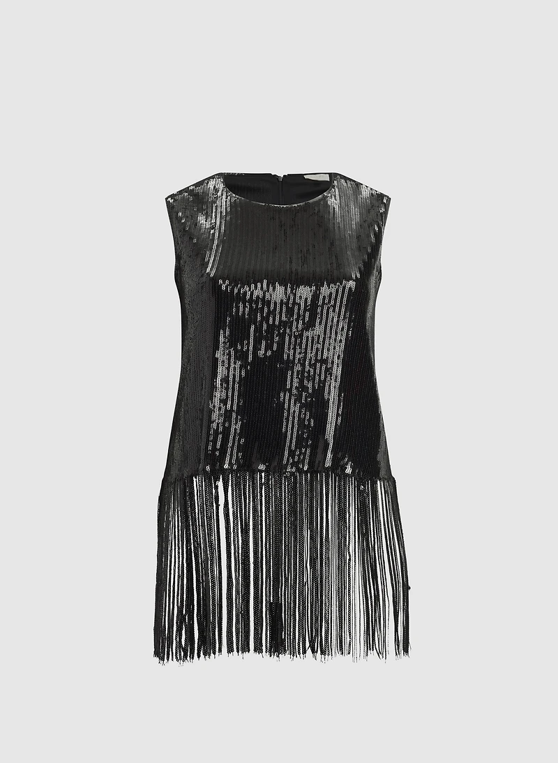 Sequined Fringe Hem Top
