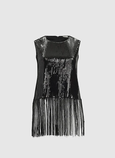 Sequined Fringe Hem Top
