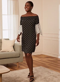 Polka Dot Off-The-Shoulder Dress