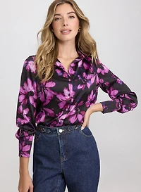Blouse florale en satin