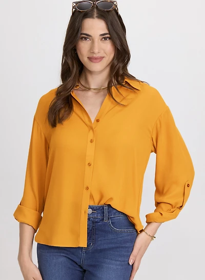 Blouse boutonnée en crêpe