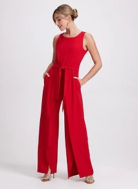 Split-Leg Crepe Jumpsuit