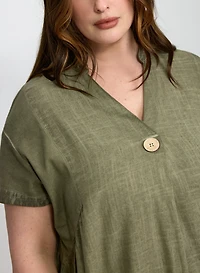Linen-Blend Pocket Dress