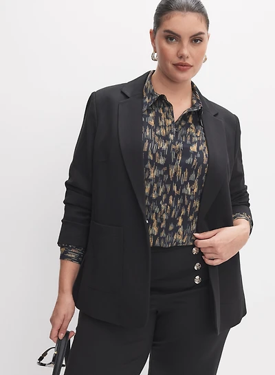Embossed Button Blazer