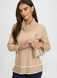 Contrast Cowl Neck Sweater