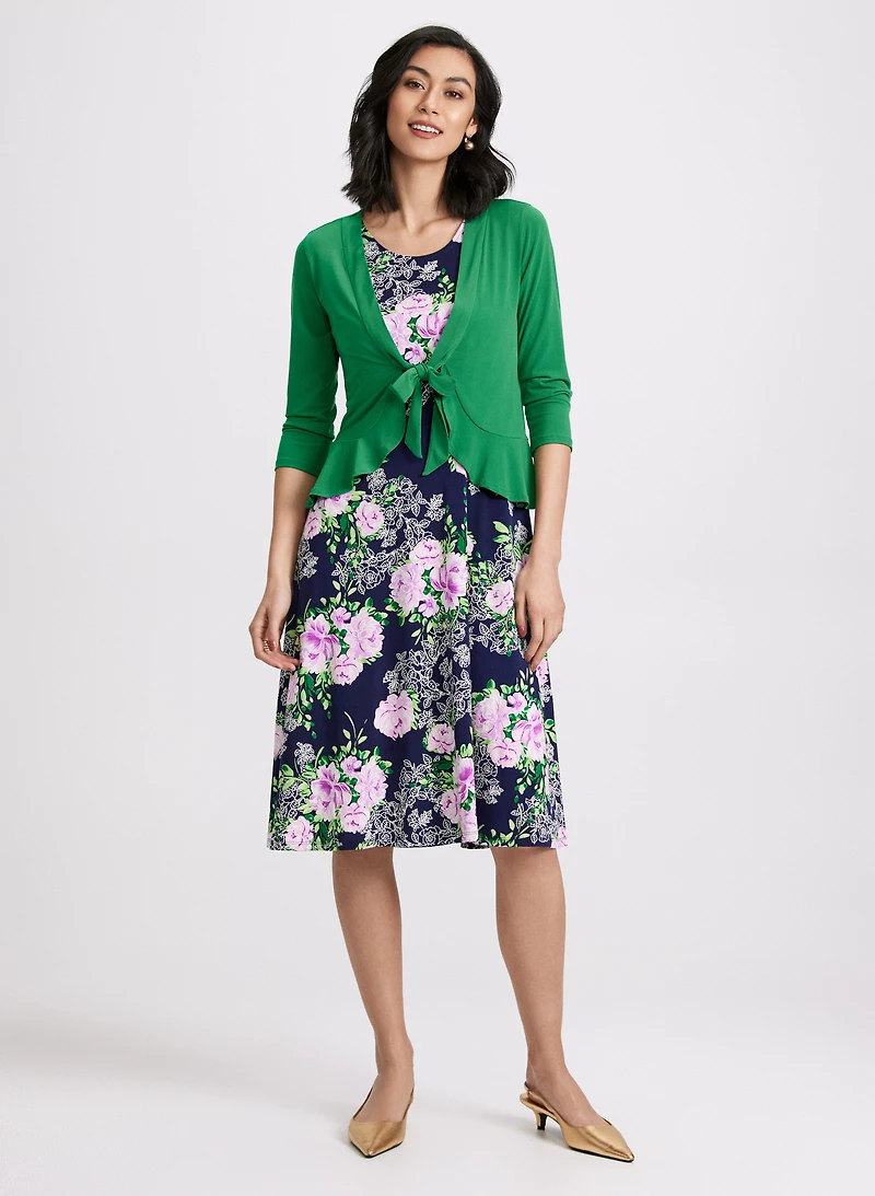 Ensemble boléro à volant et robe florale