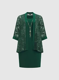 Sequin Embellished Jacket & Dress Set