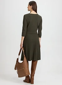Pleated Fit & Flare Dress