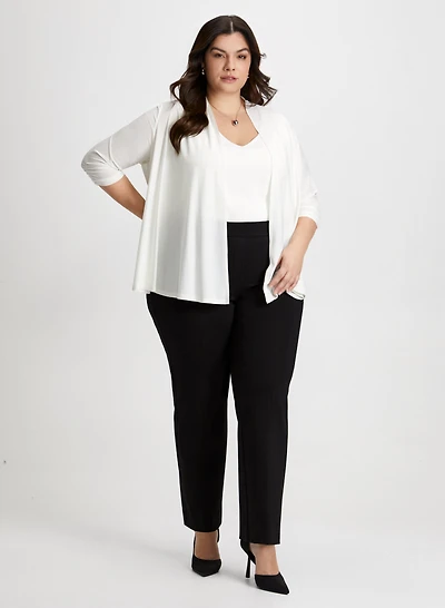 Open Front Cardigan & Pull-On Pants
