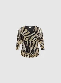 Animal Print Ruched Waist Top