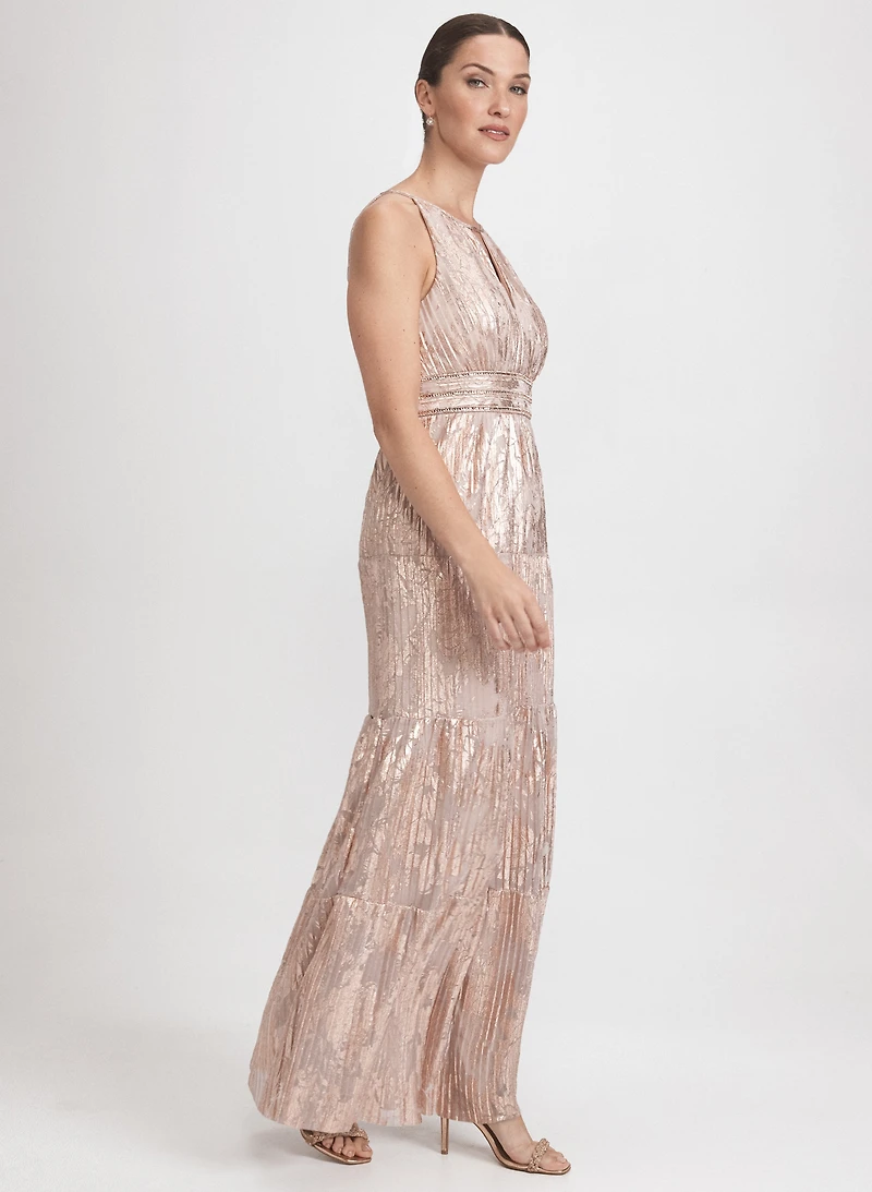 Metallic Halter Neck Dress