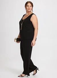 Ensemble de camisole, pantalon et veste à broderies