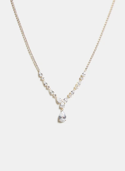Crystal Teardrop Pendant Necklace