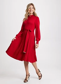 Robe-pull à jupe plissée