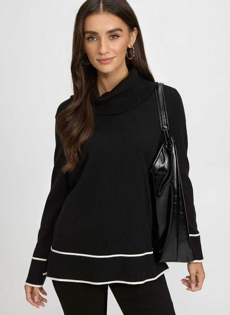Contrast Cowl Neck Sweater