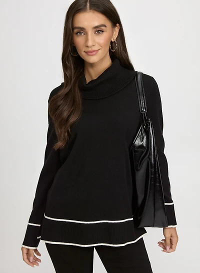 Contrast Cowl Neck Sweater
