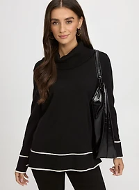 Contrast Cowl Neck Sweater