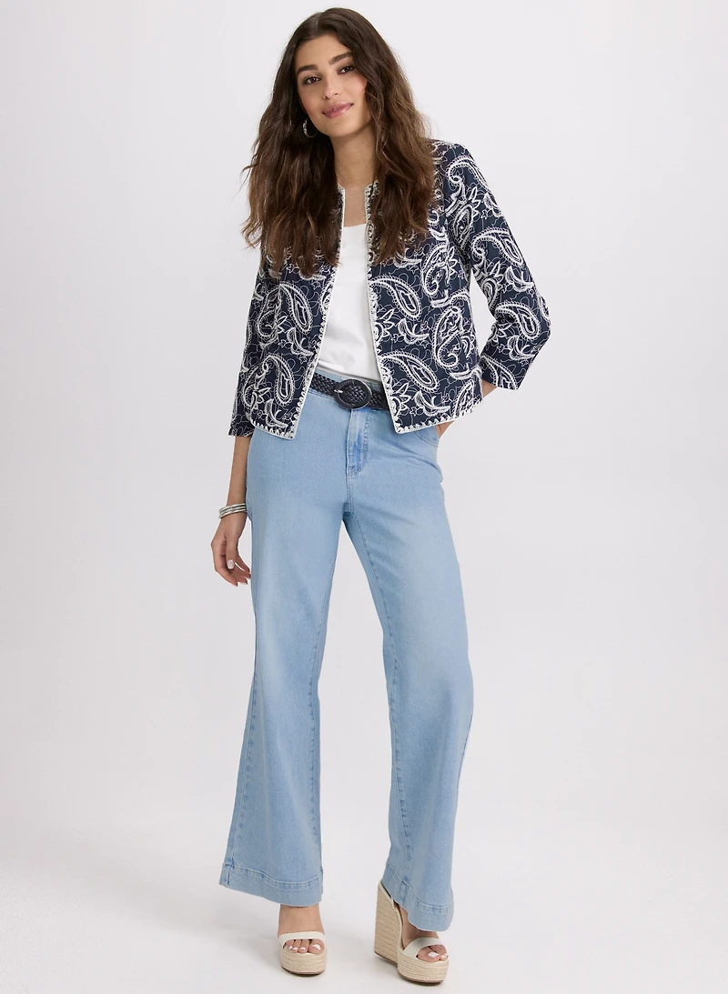 Paisley Embroidered Jacket & Wide-Leg Jeans