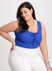 Lace-Up Ribbed Tank