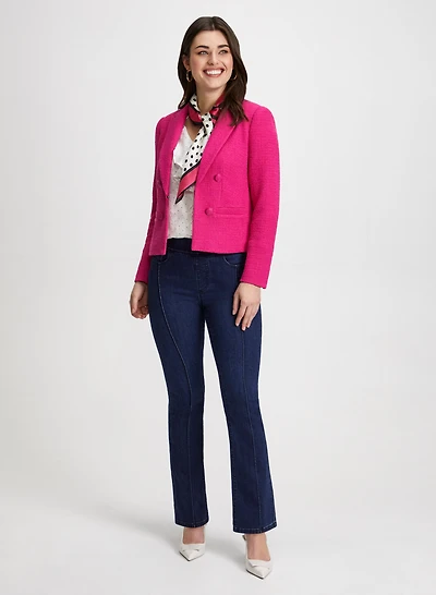 Short Bouclé Jacket & Bootcut Jeans