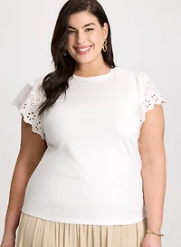 Eyelet Sleeve Tee