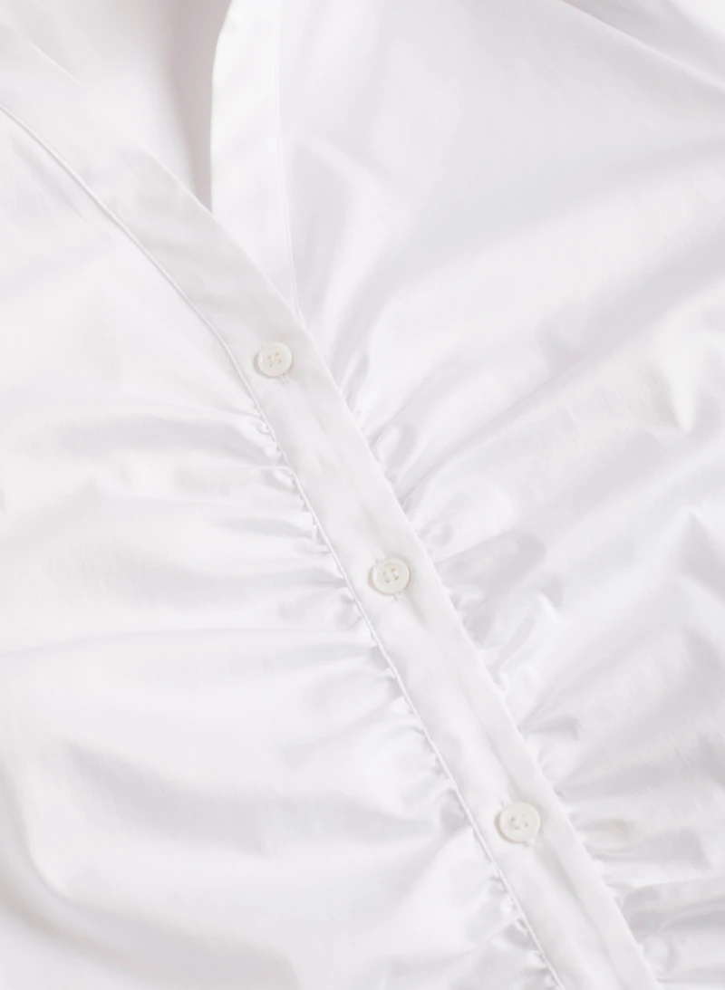 Pleated Detail Button Down Blouse