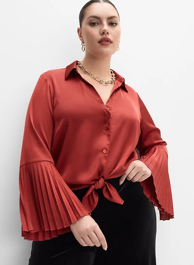 Plissé Sleeve Blouse