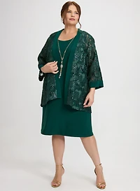 Sequin Embellished Jacket & Dress Set