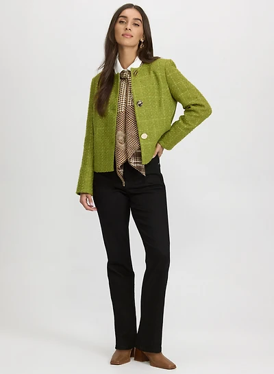Plaid Tweed Jacket & Straight-Leg Jeans