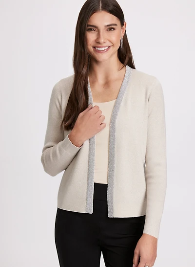 Cardigan ouvert à bordure en pierres