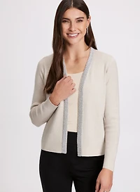 Metallic Rhinestone Trim Cardigan
