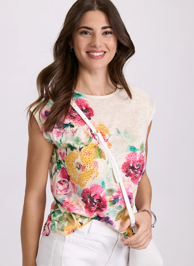 Floral Placement Print T-Shirt