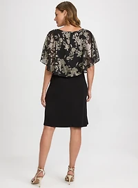 Metallic Floral Overlay Dress
